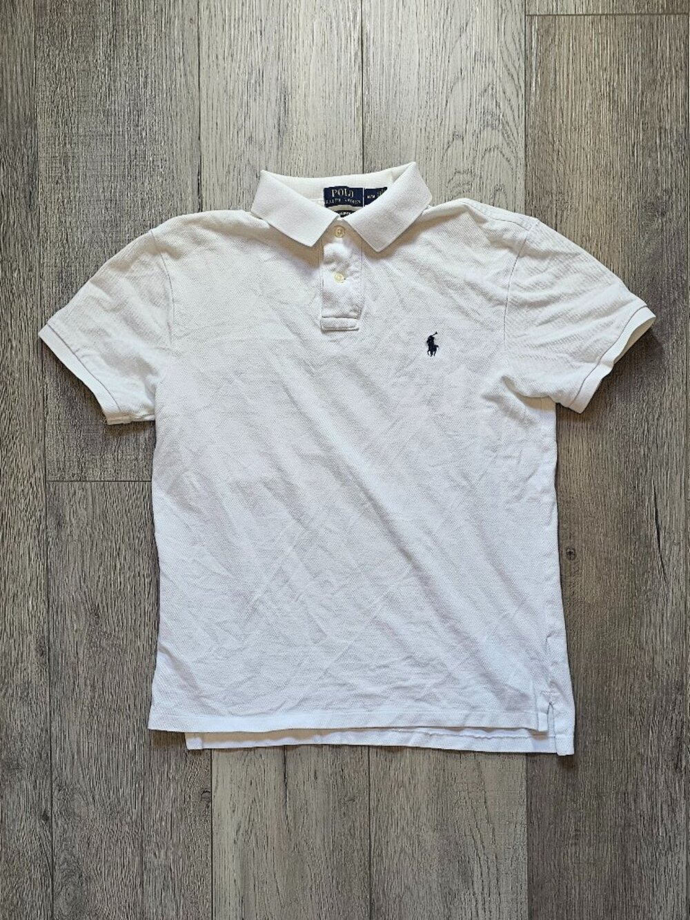 Polo Ralph Lauren Slim Fit Men's White Short Sleeve Polo Shirt Medium Navy Pony